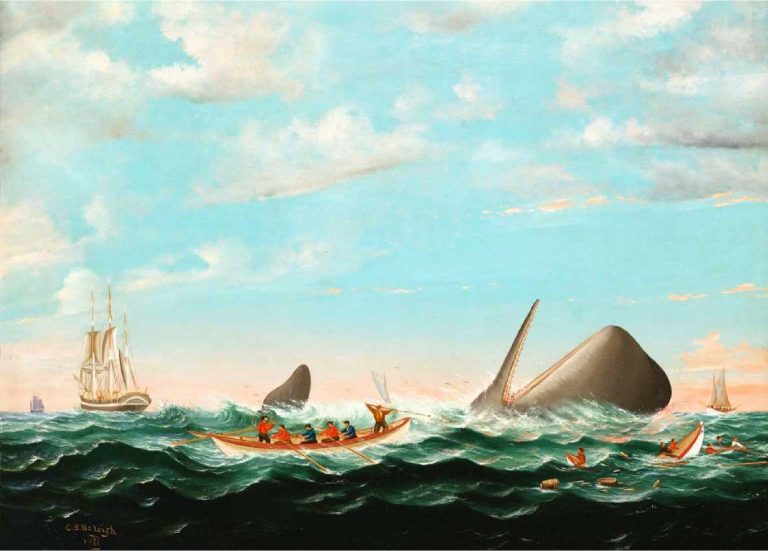 WHALER ATTACKING A SPERM WHALE, Charles Sidney Raleigh, 1877